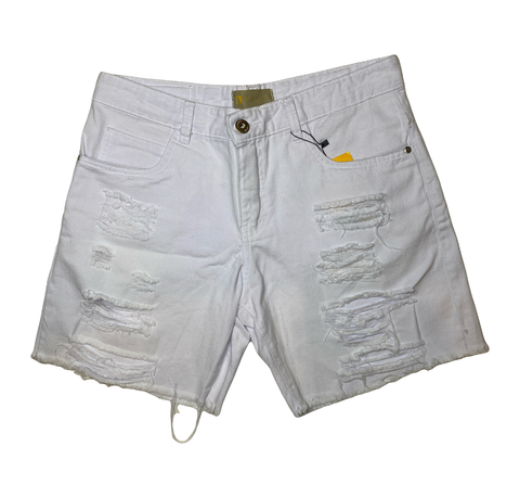 BERMUDA JEANS AUSTIN BRANCA RASGADA CURTA (19689)