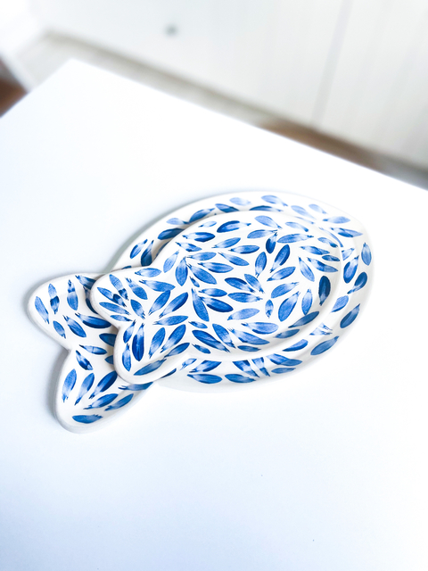 Bandeja Grande Pez Hojas Azules - comprar online