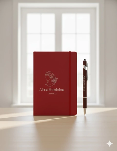 Caderneta de Couro Sintético + Caneta Alma Feminina - comprar online