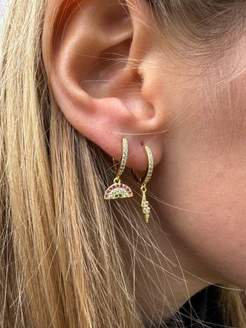 Argolla GOLD rayo + arcoiris - comprar online