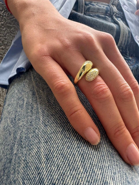 Anillo Doble gota gold - comprar online