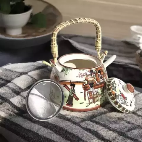 Tetera De Ceramica Con Infusor Filtro Y Manija Mujeres Japonesas
