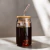 Vaso De Vidrio Con Tapa Bamboo/sorbete 350ml