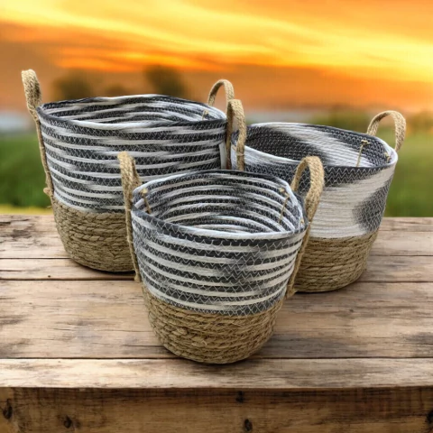 Set X3 Unidades Cestas Fibra Sintetica Organizador