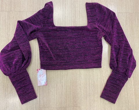 CROPPED DE LUREX COLORIDO MANGA LONGA