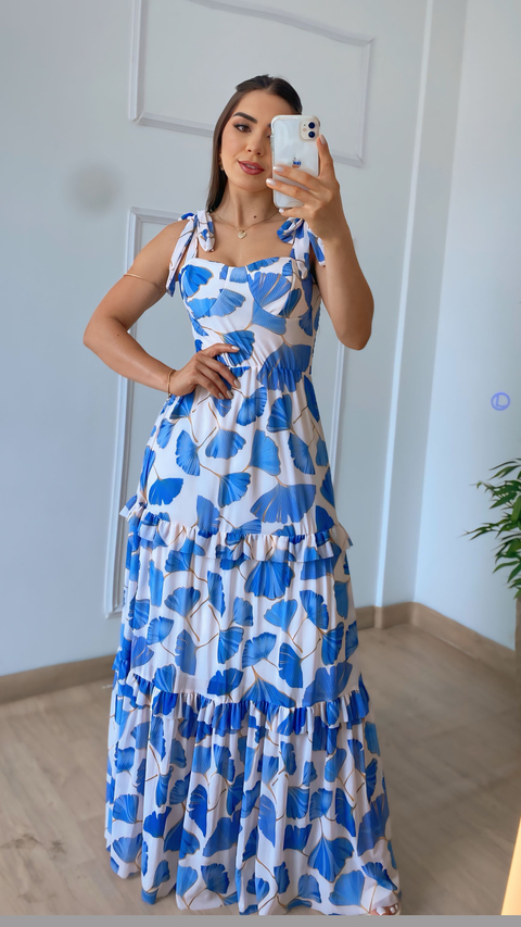 VESTIDO LONGO ESTAMPADO TULE MURIEL