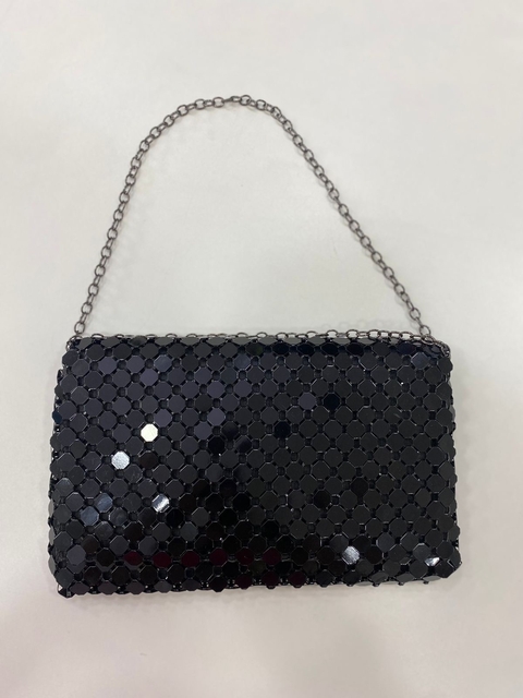 BOLSA PRATA E PRETA ABERTURA LATERAL