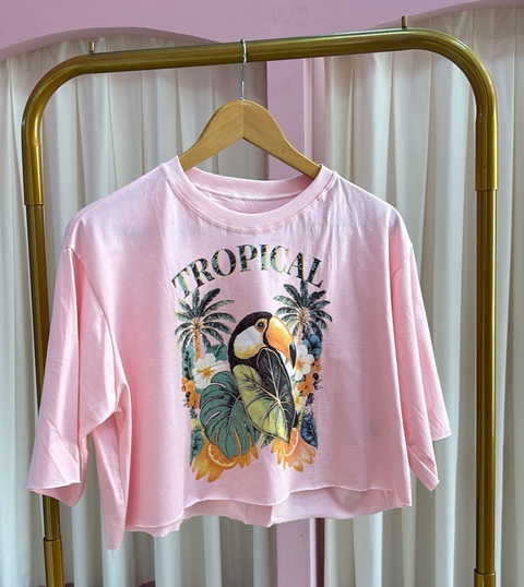 CROPPED TSHIRT TROPICAL TUCANO - comprar online