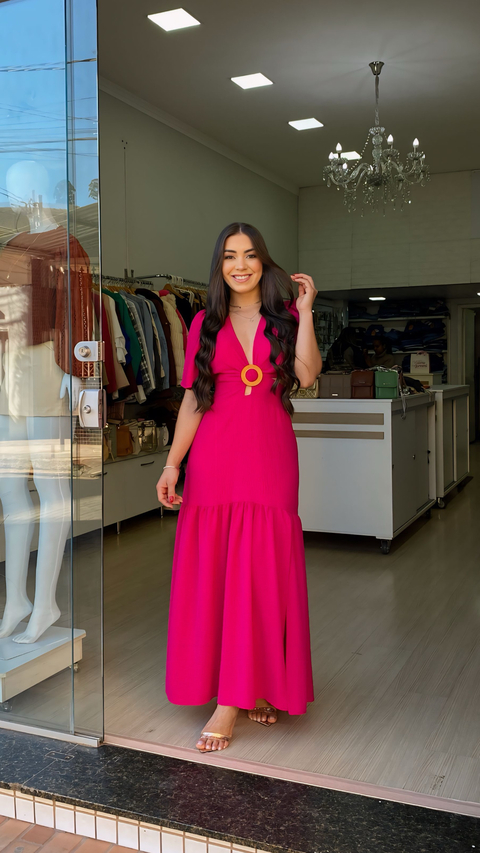 VESTIDO LONGO FIVELA