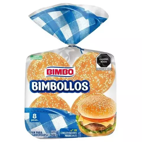 PAN PARA HAMBURGUESA BIMBOLLOS BIMBO 8PZAS