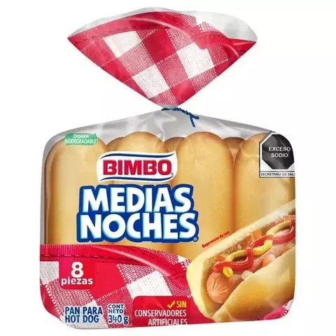 PAN PARA HOT DOG MEDIAS NOCHES BIMBO 8PZAS