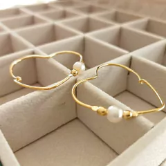 Brinco Argola de Coração com Pérola - Empodere-se