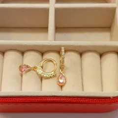 Brinco Argolinha Click com Pingente de Zircônia