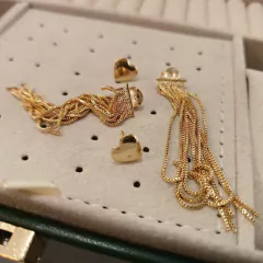 Brinco de Coração com Franja