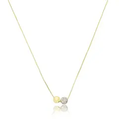 Colar Bolinhas Lisa e Cravejada Folheado RCL10960