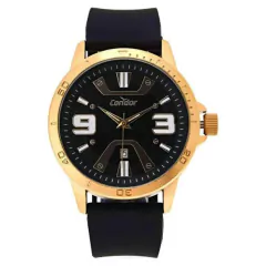 relogio dourado pulseira silicone