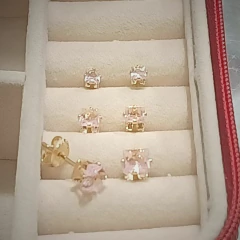 Trio de Brincos Quadrado Rosa Evid ETRIO-02RO - comprar online