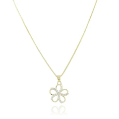 Colar flor cravejado de zirconias