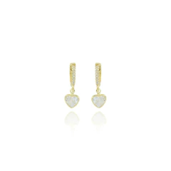 Brinco argola coracao cristal