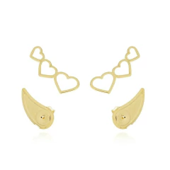 Brinco earcuff coraçoes