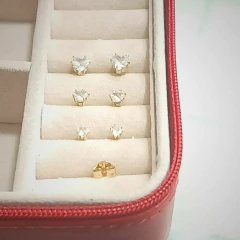 Trio de Brincos Corações Cristal Evid ETRIO-03CR - comprar online