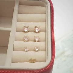 Trio de Brincos Corações Rosa Evid ETRIO-03RO - comprar online