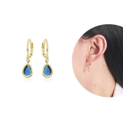 Argolinha gota azul escura