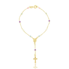 Pulseira Terço Pérolas Coloridas