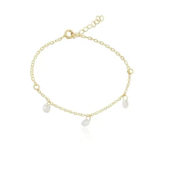 Pulseira infantil de zircônias com corrente dourada e pendentes brilhantes.