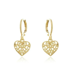 Brinco argolinha coracao dourado