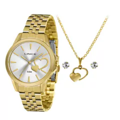 Kit relogio feminino dourado