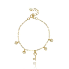 Pulseira Corações, Cadeados e Chave | Folheada a Ouro