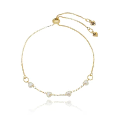 Pulseira Regulável Pérolas em Coração