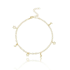 Pulseira Luas e Estrelas | Folheada a Ouro