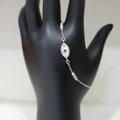 Pulseira Olho Grego Cravejado de Zircônias e Bolinhas em Prata 925 | SCAPU-0042 - comprar online