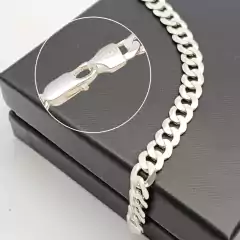 Pulseira Grumet (Escama de Peixe) em Prata Italiana Flat