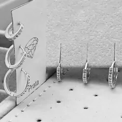 Trio de argolinhas articuladas cravejadas