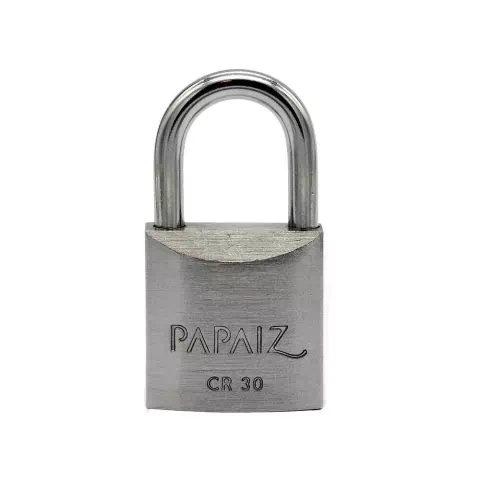 Cadeado com Chave 30mm Latão Maciço Cromado Acetinado Papaiz - comprar online