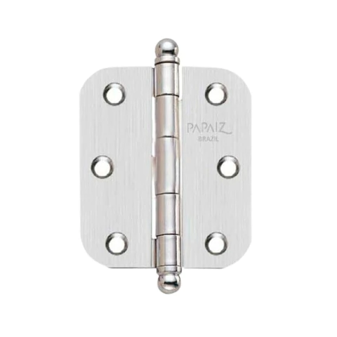 Dobradiça Aço 1296 1 Cromado 3" x 2 1/2" Com Canto Redondo