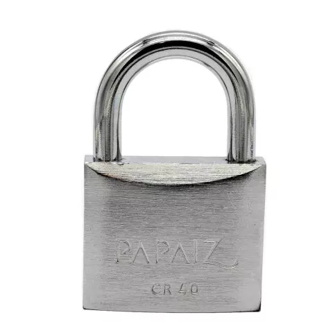 Cadeado com Chave 40mm Latão Maciço Cromado Acetinado Papaiz - comprar online