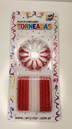 Velas de Cumpleaños Torneadas Roja y Blanca X24 en internet