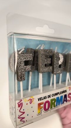 Velas Formas - Set Feliz Cumple x11 Piezas Plateadas - Dulce Abasto