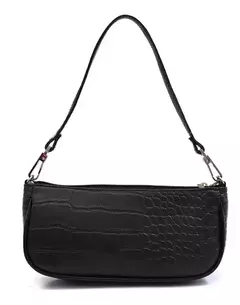 Bolsa Maria Milão Baguete Croco Preta - Maria Milão