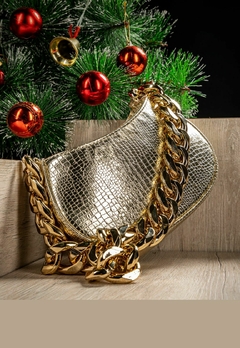 Bolsa Pequena Corrente Ombro Dourada Metalizada - comprar online