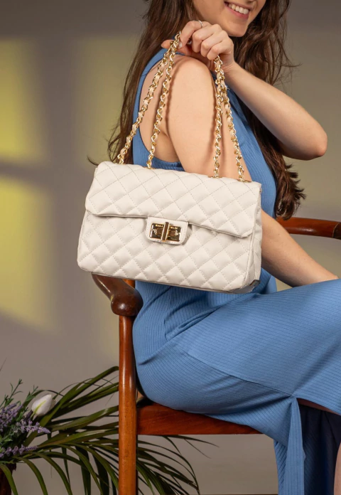 Bolsa Maria Milão Transversal Matelassê Off White - comprar online