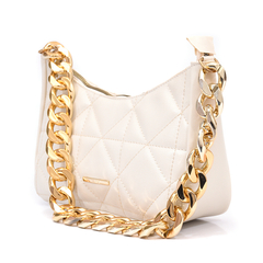 Bolsa Maria Milão Matelassê Meia Lua Corrente Off-White - Maria Milão