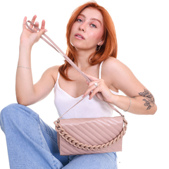 Bolsa Maria Milão Matelassê Corrente Nude