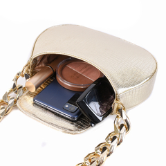 Bolsa Pequena Corrente Ombro Dourada Metalizada - comprar online