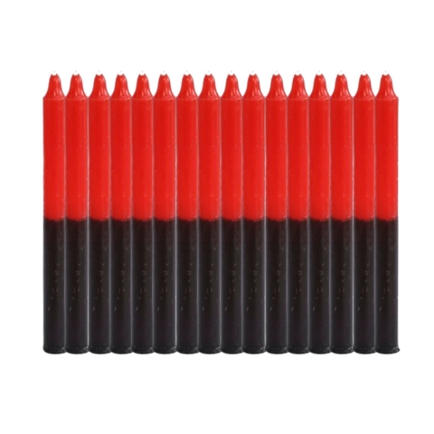 1 Kg Vela Palito Bicolor Vermelha-Preta Lisa 18cm 100% Parafina
