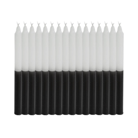 1 Kg Vela Palito Bicolor Branca-Preta 18cm 100% Parafina